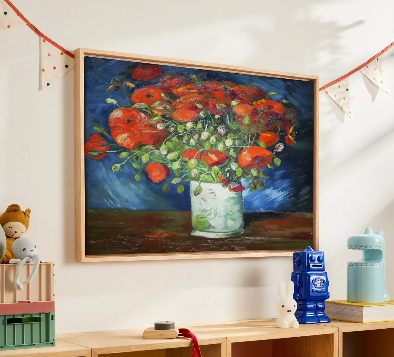 Vase with Poppies by Vincent van Gogh canvas with Floater frame by Van Gogh Prints