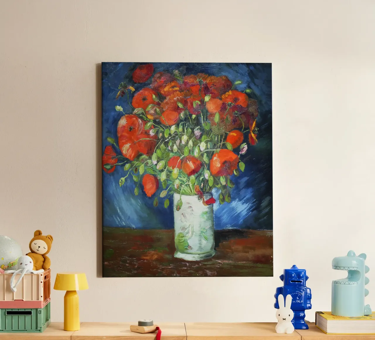 Vase with Poppies by Vincent van Gogh canvas with Floater frame by Van Gogh Prints