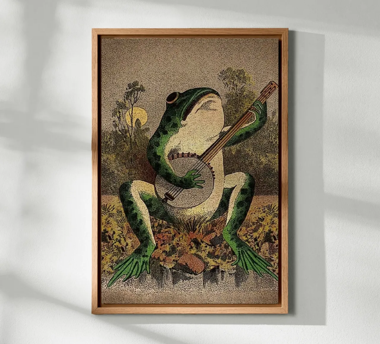 A Frog Playing Banjo in The Moonlight tela da avissta