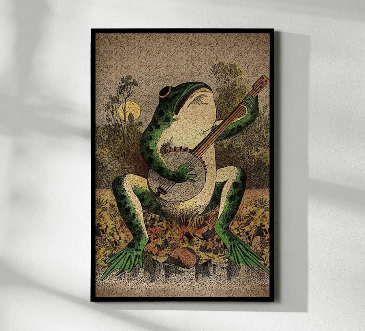 A Frog Playing Banjo in The Moonlight carta hahnemühle da avissta