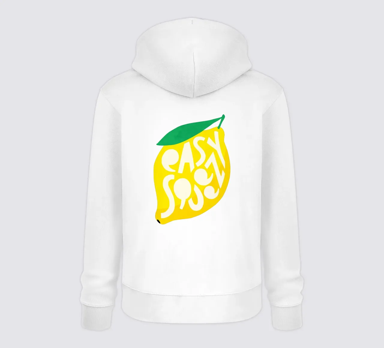 Easy Squeezy Lemon - grassetto tipografico frutta giallo blu alzavola felpa con cappuccio da Dominique Vari Words