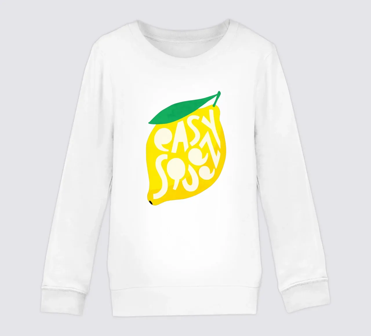 Easy Squeezy Lemon - grassetto tipografico frutta giallo blu alzavola felpa bambino da Dominique Vari Words