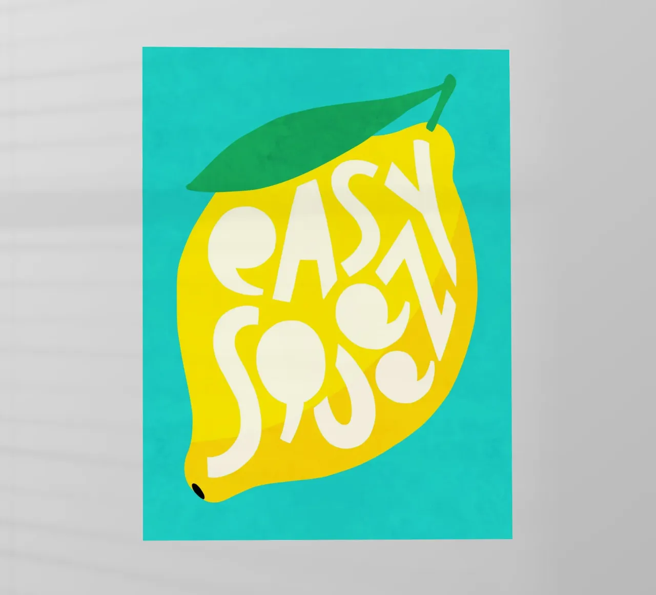 Easy Squeezy Lemon - grassetto tipografico frutta giallo blu alzavola pellicola backlit da Dominique Vari Words