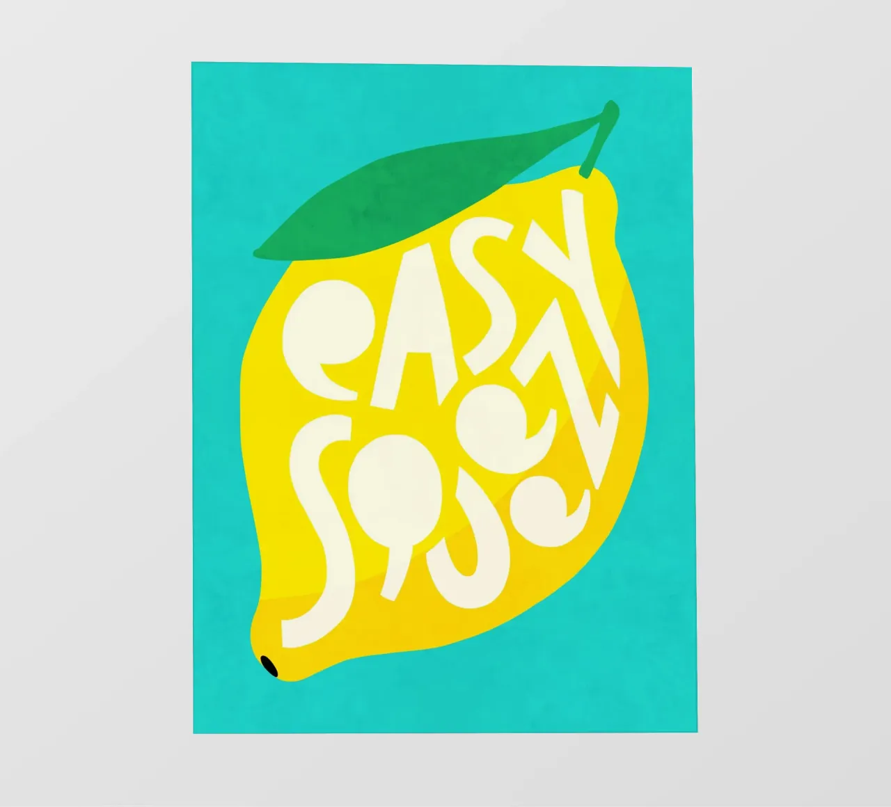 Easy Squeezy Lemon - grassetto tipografico frutta giallo blu alzavola pellicola backlit da Dominique Vari Words