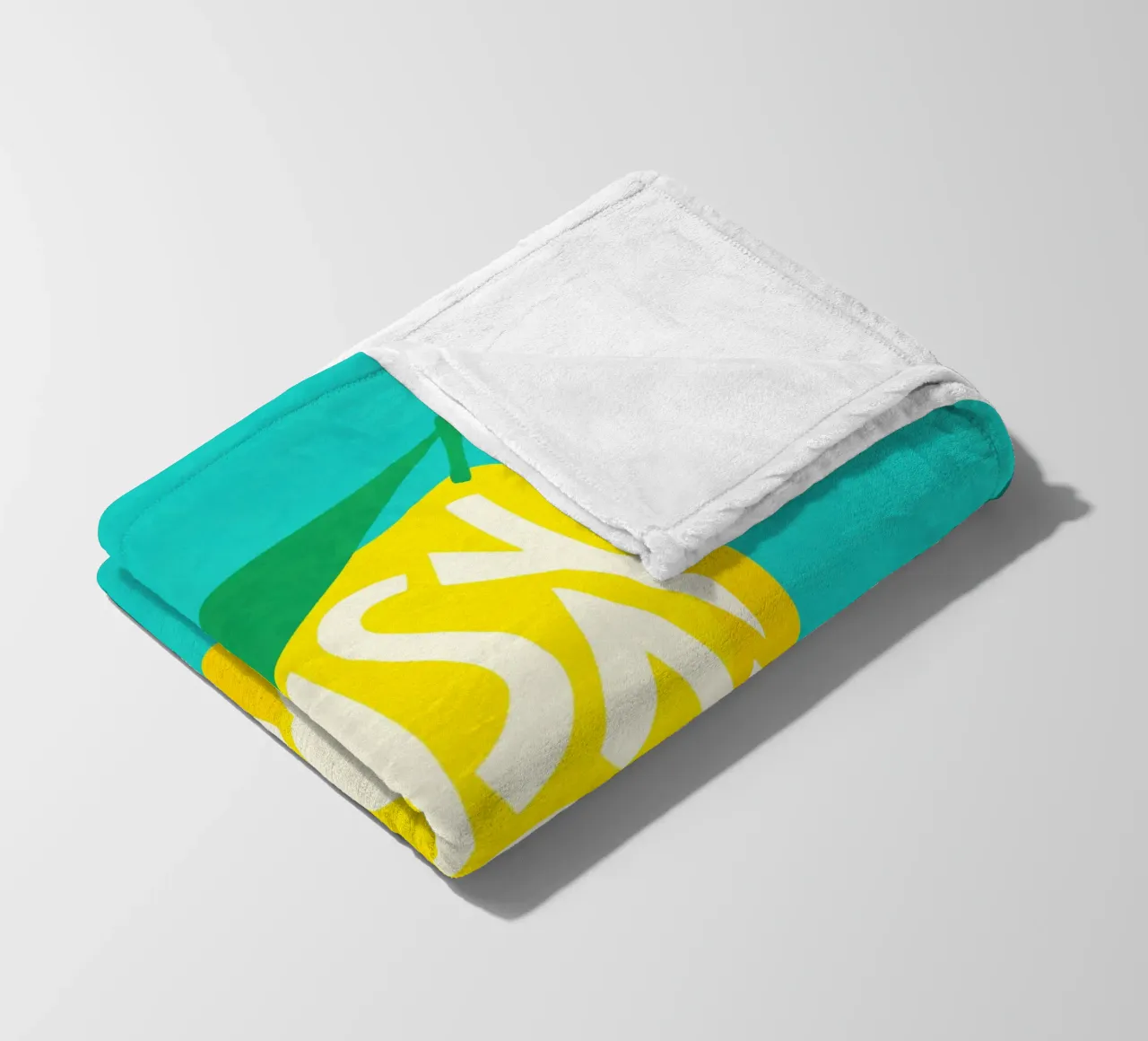 Easy Squeezy Lemon - grassetto tipografico frutta giallo blu alzavola coperta in pile da Dominique Vari Words