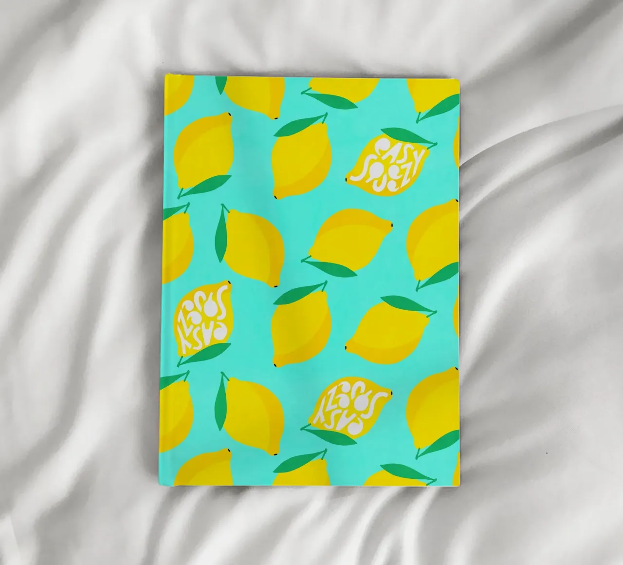 Easy Squeezy Lemon - Typographie audacieuse fruits jaune sarcelle bleu carnet de notes de Dominique Vari Words
