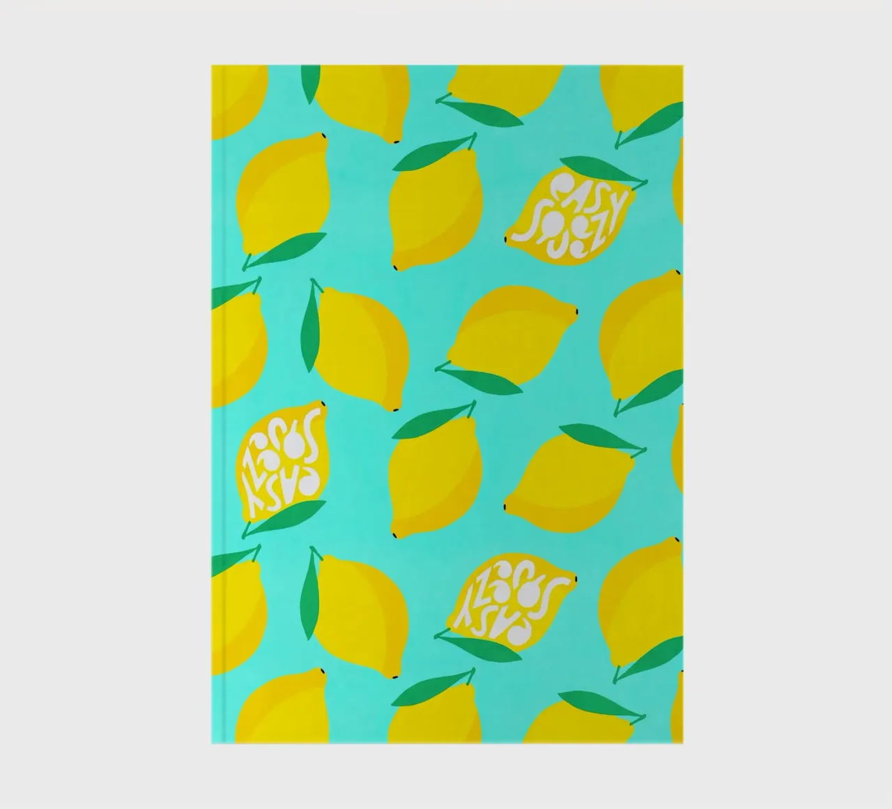 Easy Squeezy Lemon - Typographie audacieuse fruits jaune sarcelle bleu carnet de notes de Dominique Vari Words