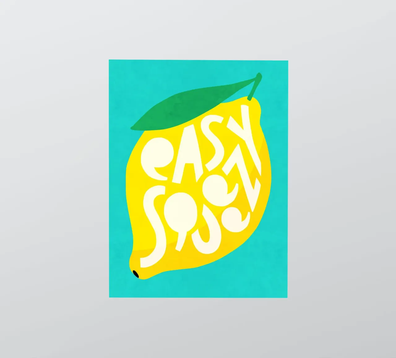 Easy Squeezy Lemon - Typographie audacieuse fruits jaune sarcelle bleu autocollant de Dominique Vari Words