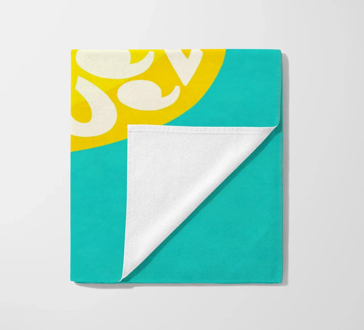 Easy Squeezy Lemon - grassetto tipografico frutta giallo blu alzavola telo mare da Dominique Vari Words