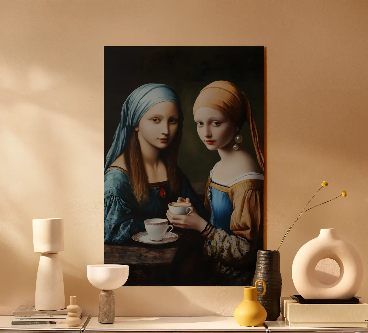 Renaissance koffiepauze voor twee iconen acryl van M-Ulrich-Digital Art