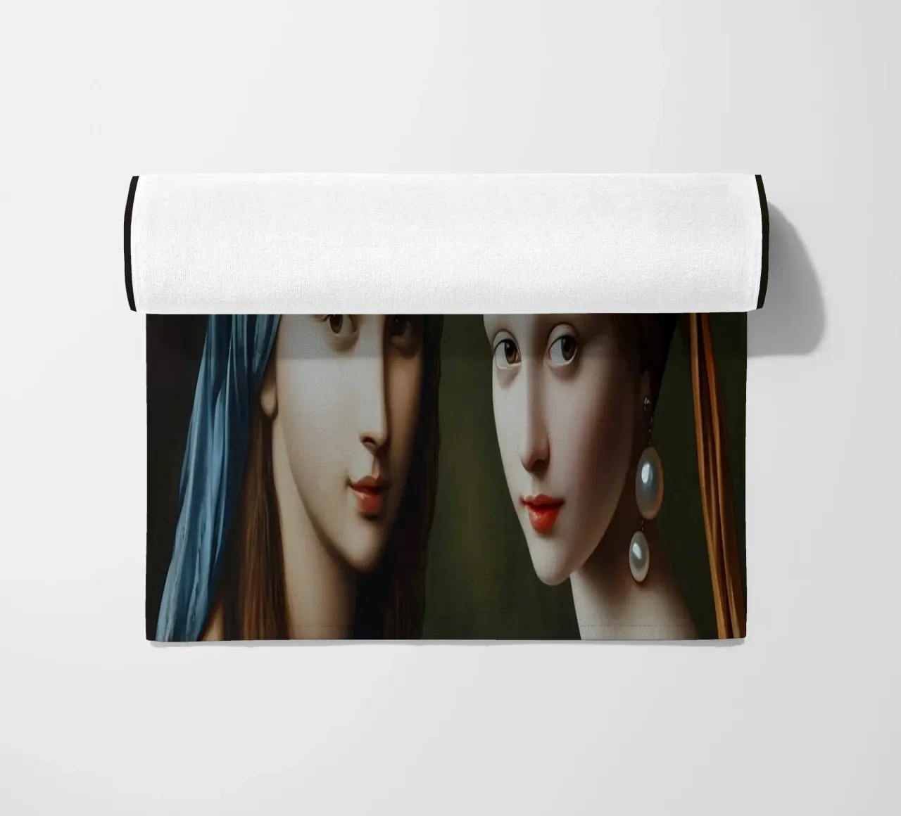Renaissance coffee break for two icons beach towel by M-Ulrich-Digital Art