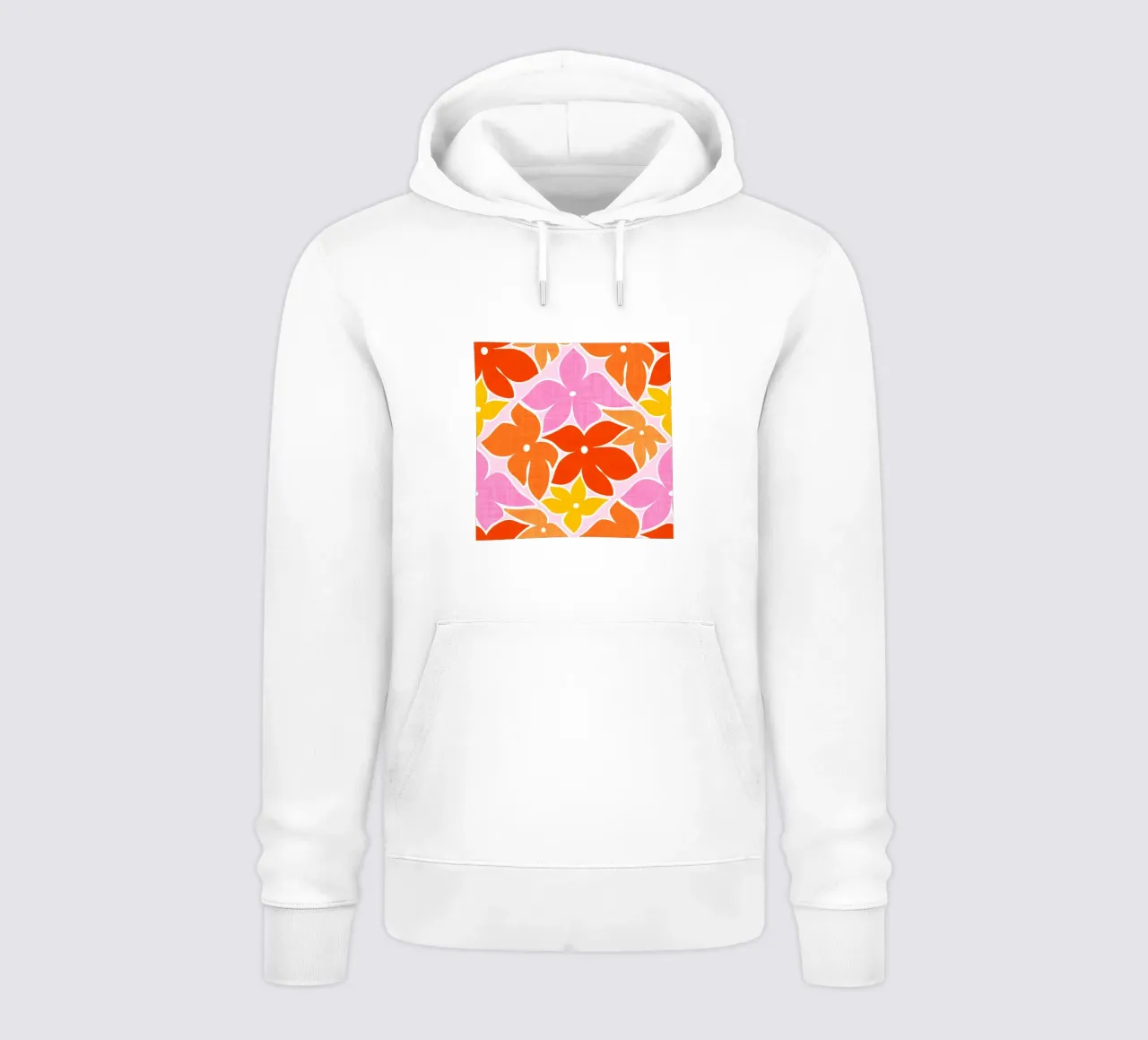 Boho Floral Block Print Trellis Pattern - Naranja, Rojo, Rosa sudadera con capucha de Dominique Vari