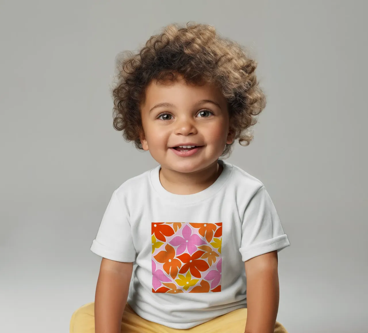 Boho Floral Block Print Trellis Pattern - Naranja, Rojo, Rosa camiseta de bebé de Dominique Vari