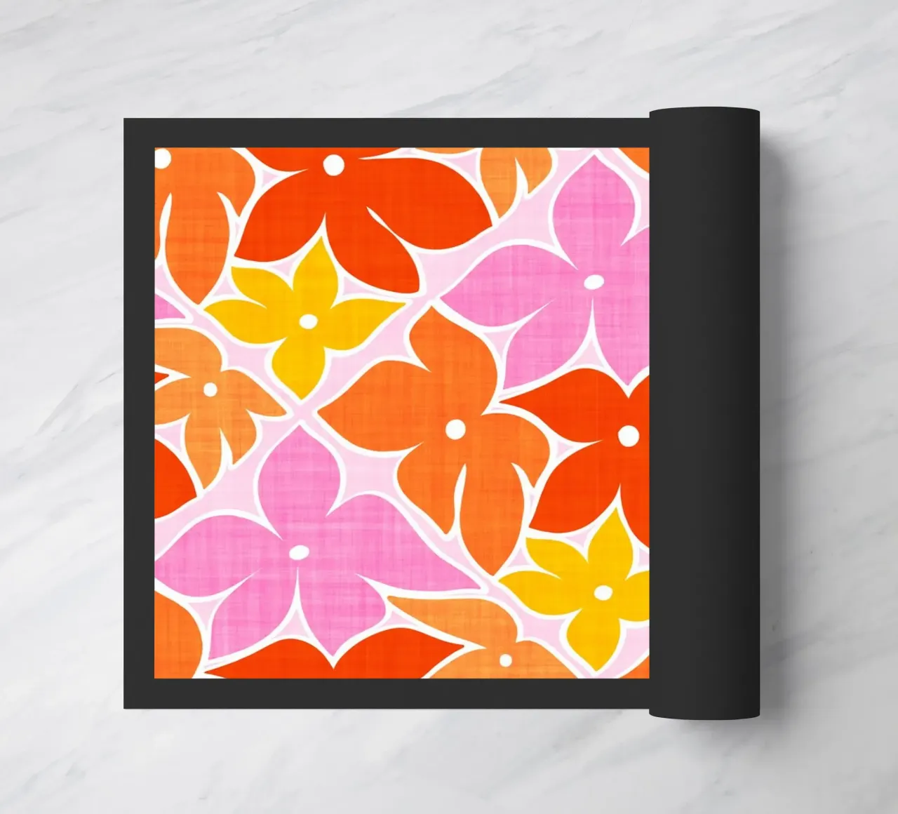 Boho Floral Block Print Trellis Pattern - Naranja, Rojo, Rosa felpudo de Dominique Vari