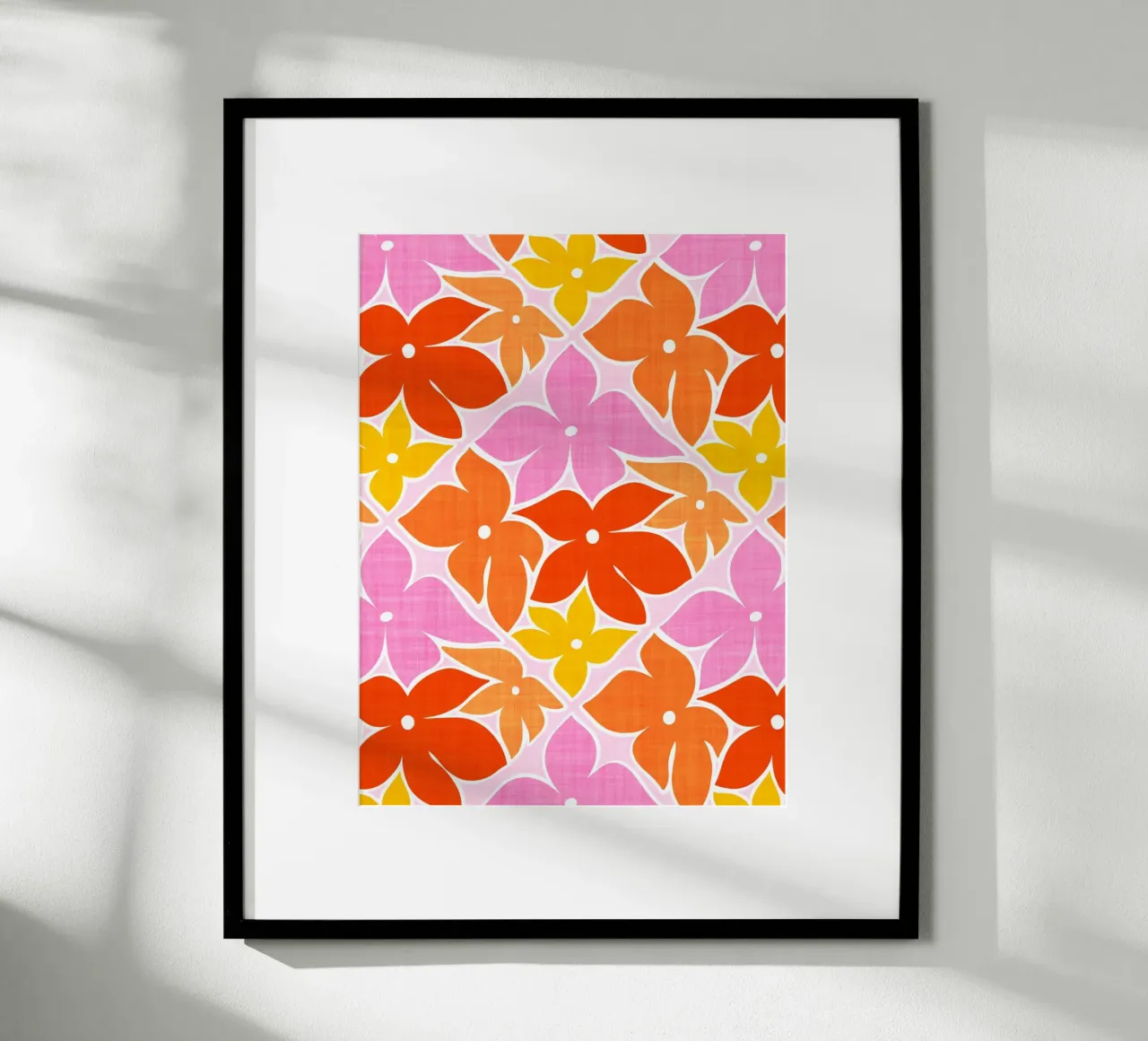 Boho Floral Block Print Trellis Pattern - Naranja, Rojo, Rosa hahnemühle de Dominique Vari