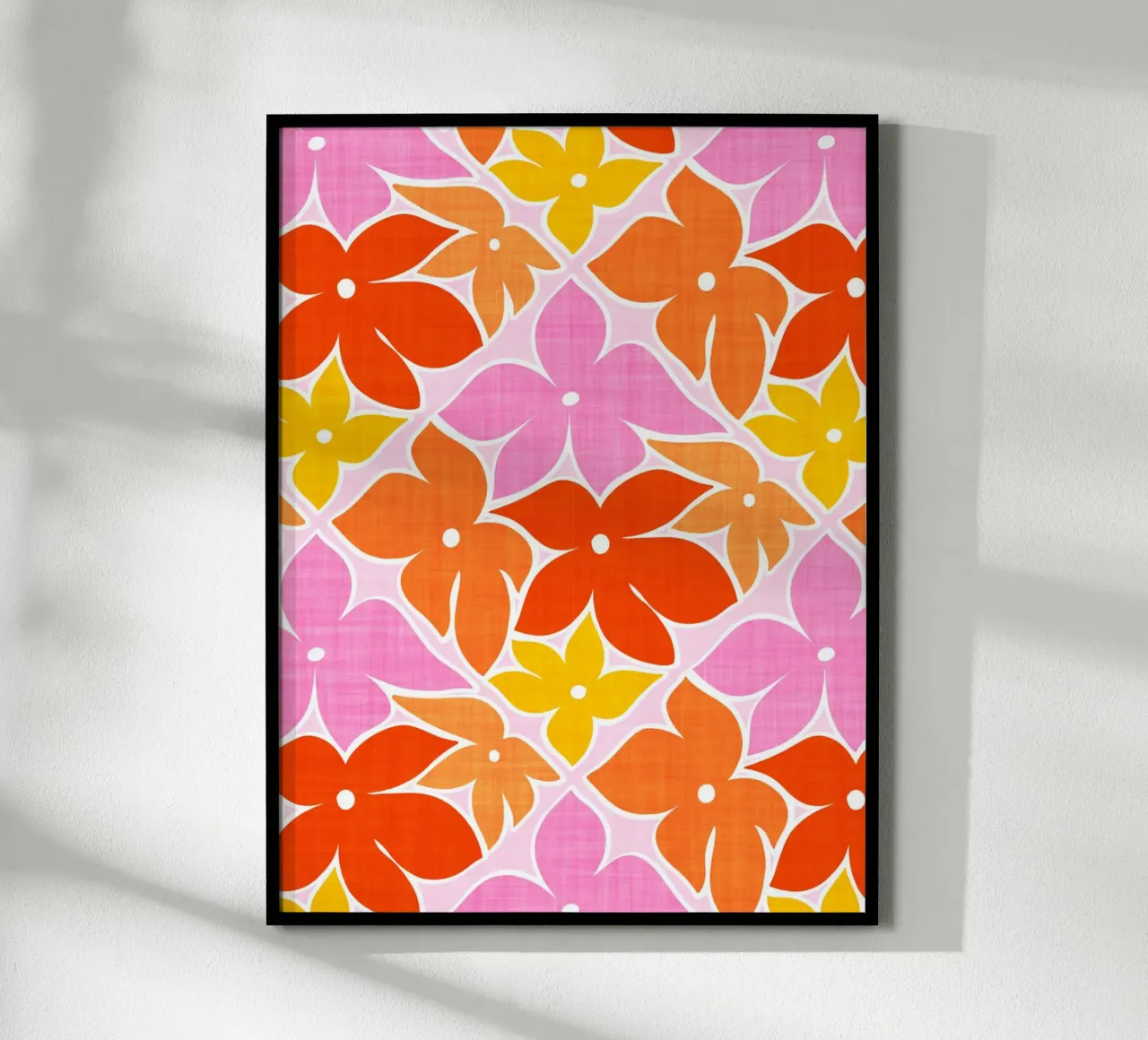 Boho Floral Block Print Trellis Pattern - Naranja, Rojo, Rosa hahnemühle de Dominique Vari