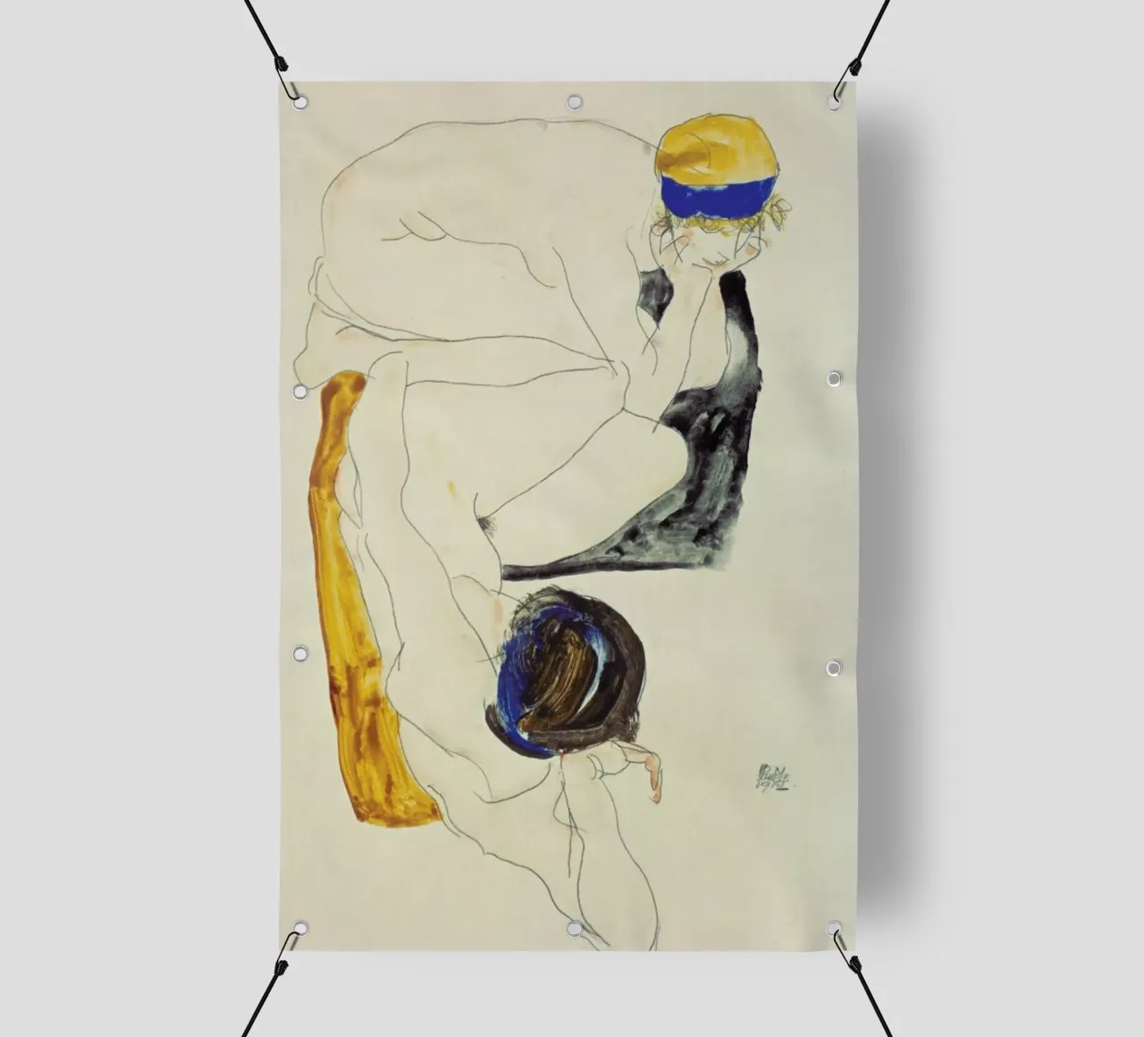 Schiele - Two Lying Figures telo in pvc da ARTOTHEK