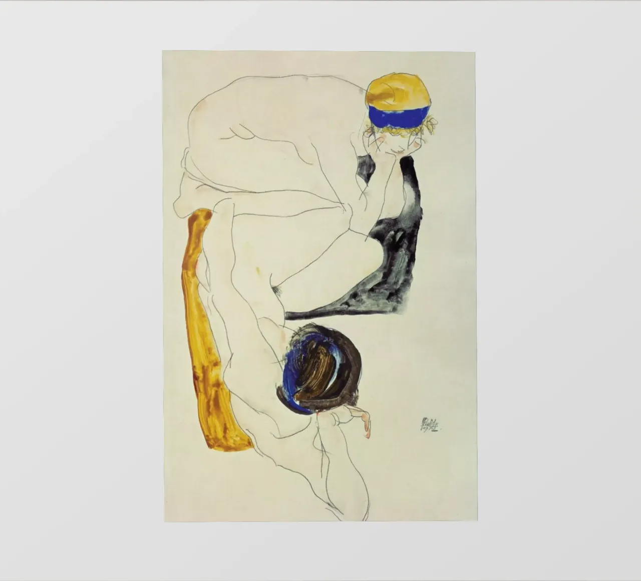Schiele - Two Lying Figures telo in pvc da ARTOTHEK