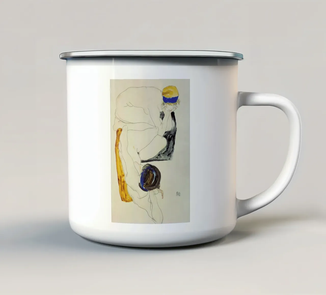 Schiele - Two Lying Figures Emaille Tasse von ARTOTHEK