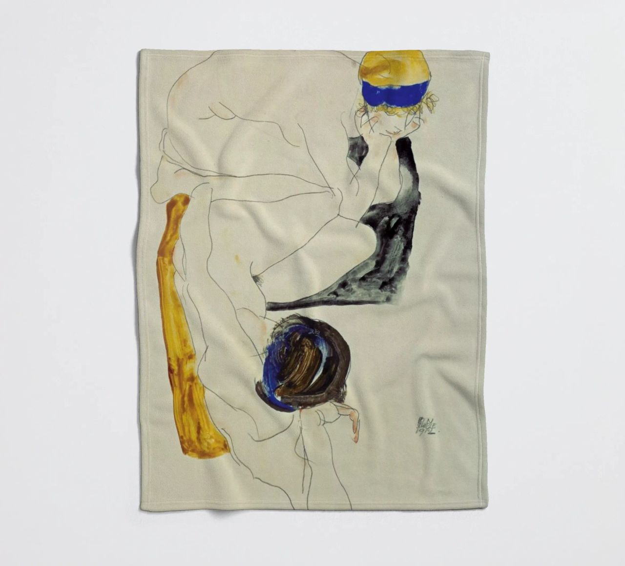 Schiele - Two Lying Figures coperta in pile da ARTOTHEK