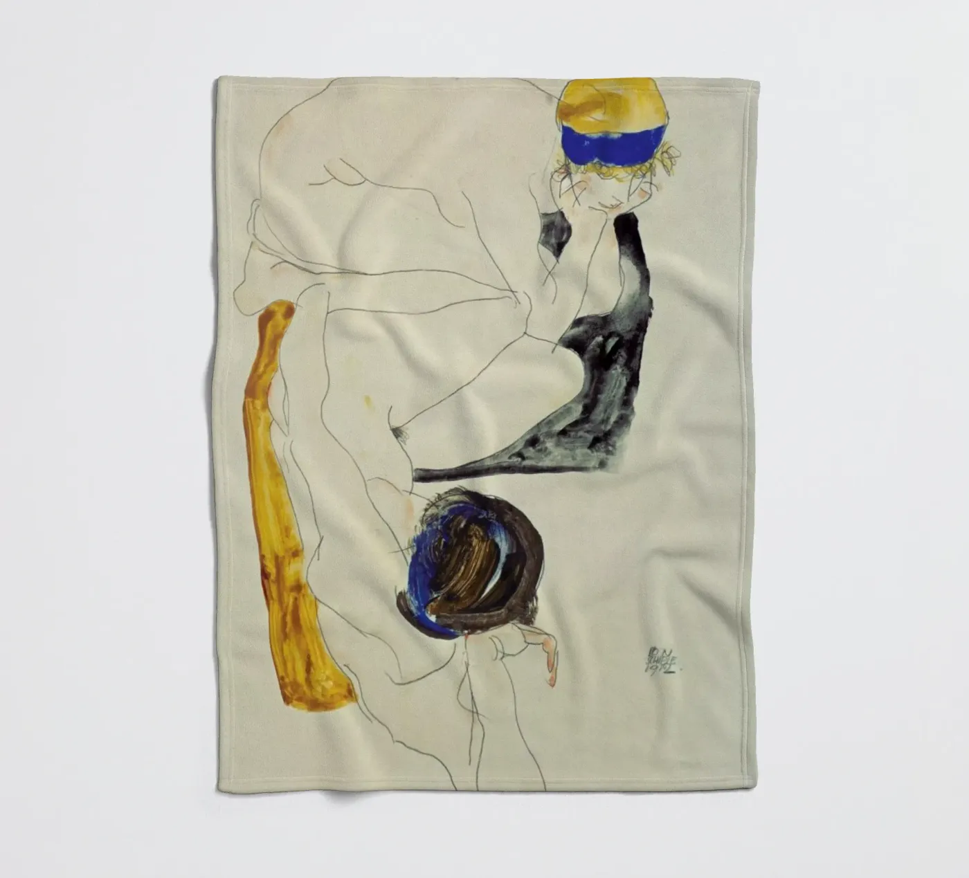 Schiele - Two Lying Figures Fleecedecke von ARTOTHEK