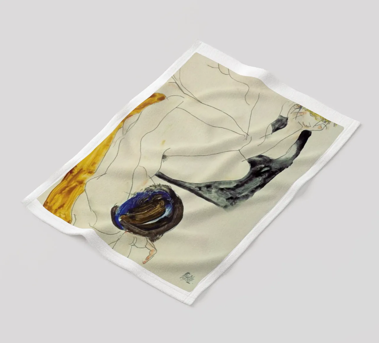 Schiele - Two Lying Figures coperta in pile da ARTOTHEK