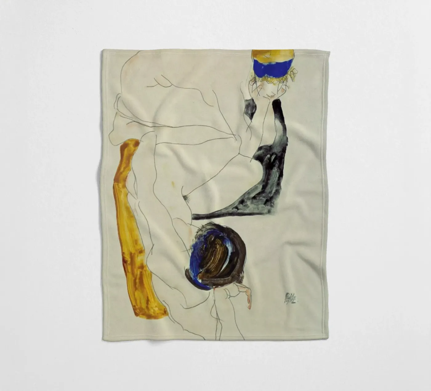 Schiele - Two Lying Figures Fleecedecke von ARTOTHEK