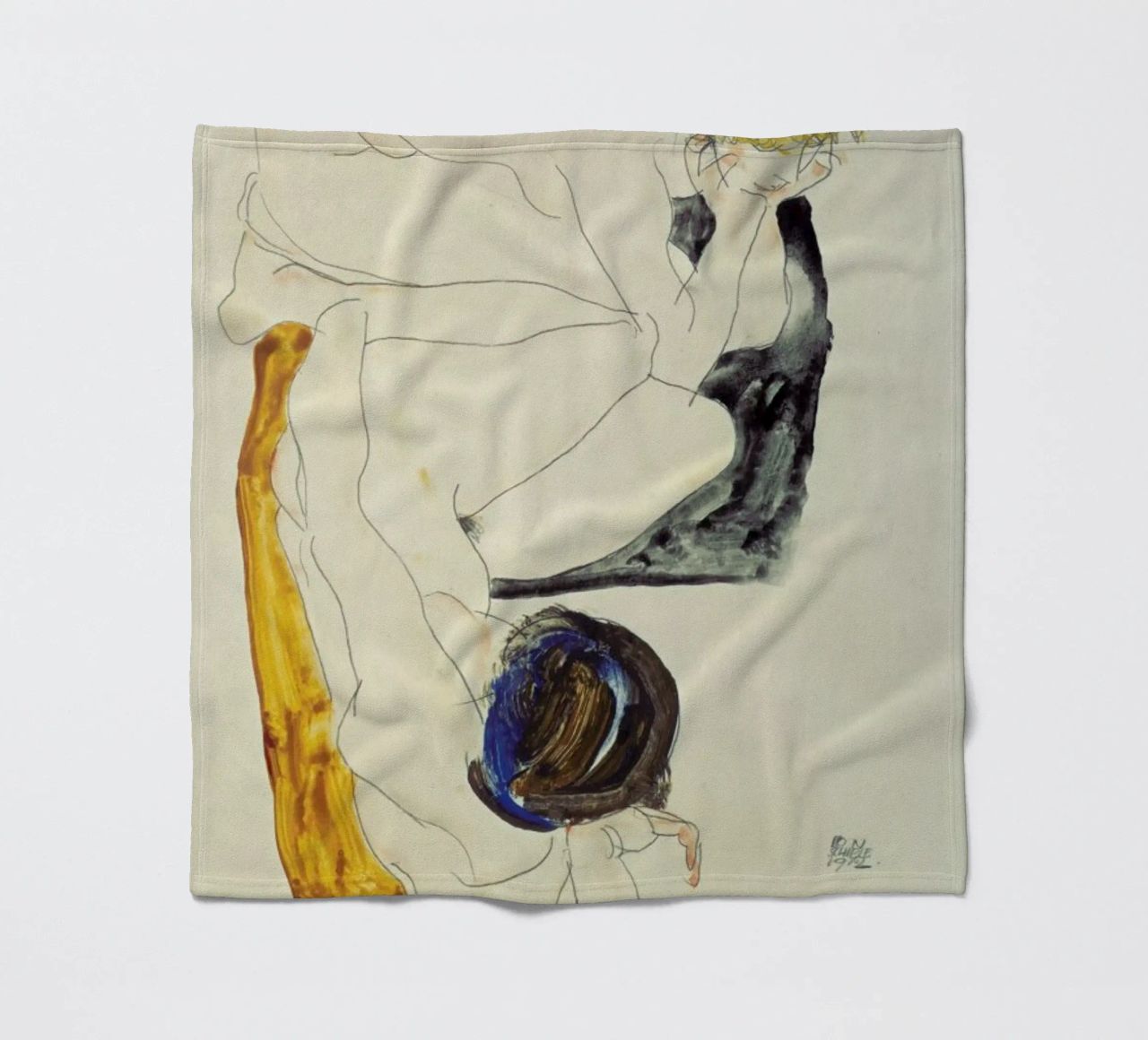 Schiele - Two Lying Figures coperta in pile da ARTOTHEK