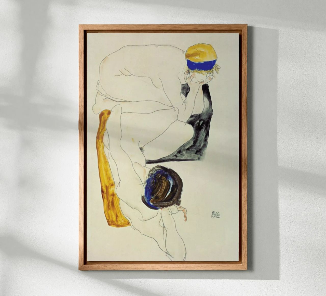 Schiele - Two Lying Figures alluminio dibond da ARTOTHEK