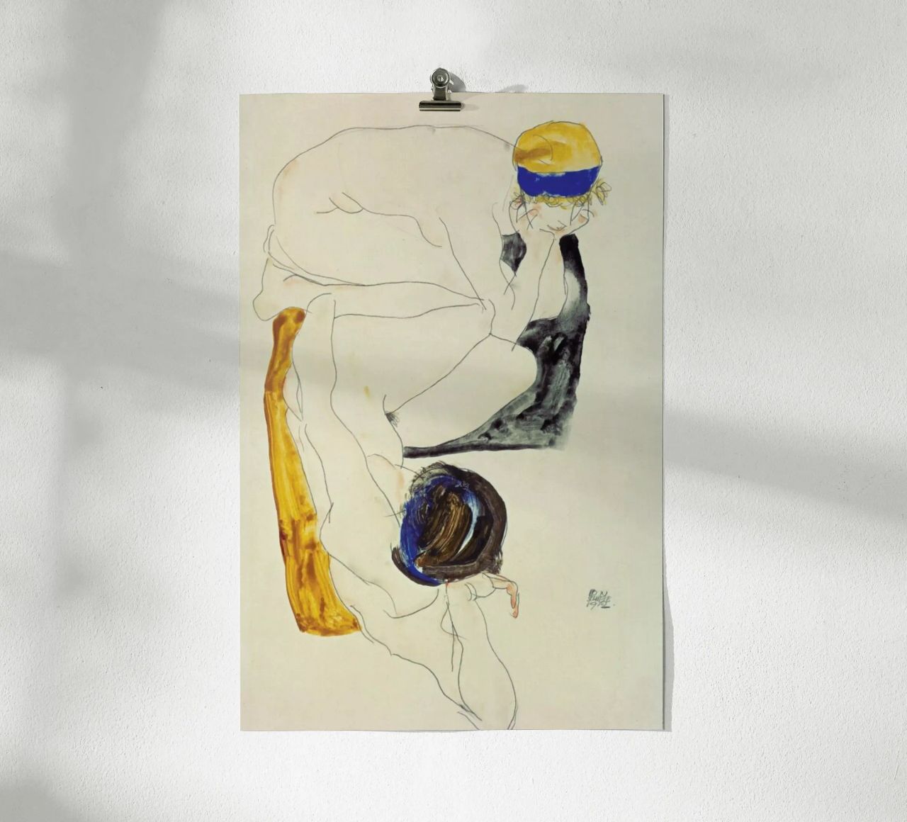 Schiele - Two Lying Figures carta hahnemühle da ARTOTHEK