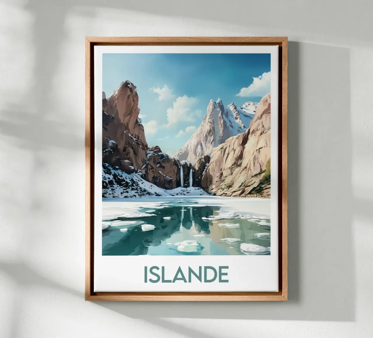 Affiche Islande tela con Cornice a cassetta da Frame the World