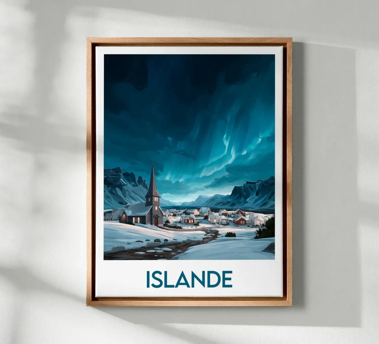Affiche Islande tela con Cornice a cassetta da Frame the World