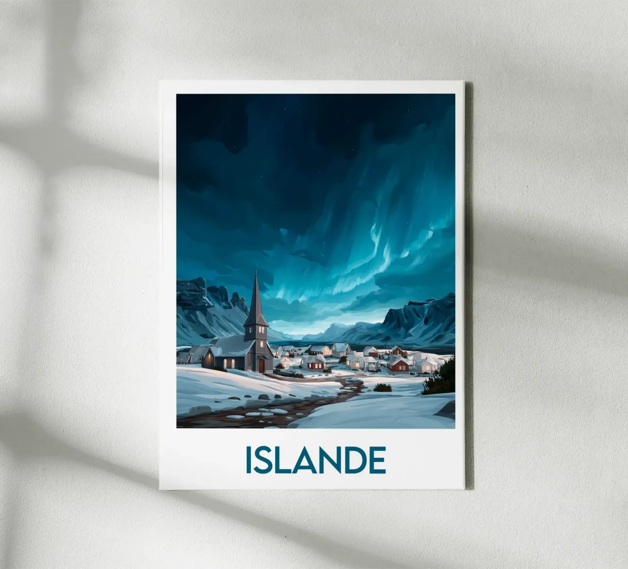 Affiche Islande tela con Cornice a cassetta da Frame the World