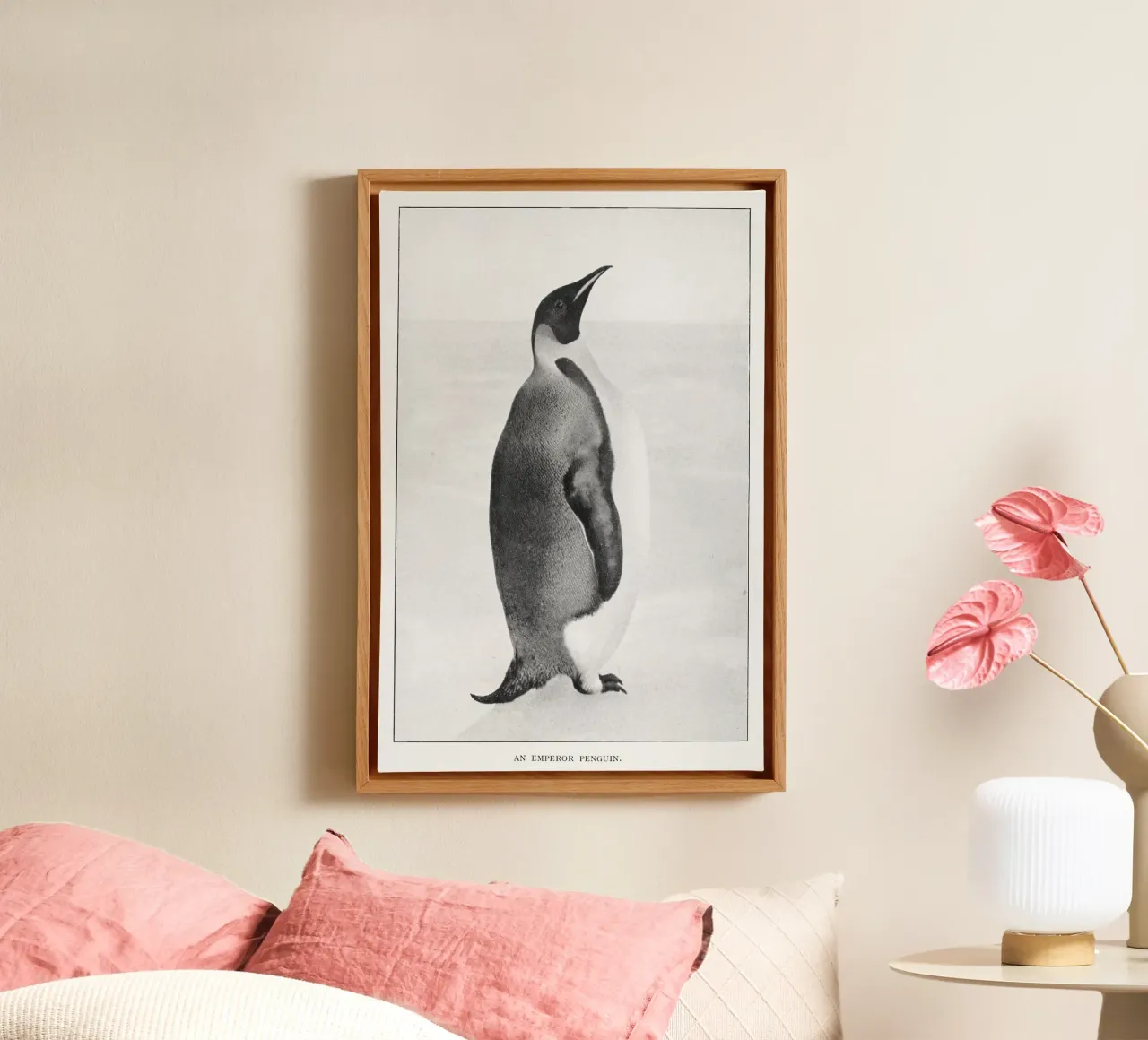 ice cold penguin canvas with Floater frame by vintageshop