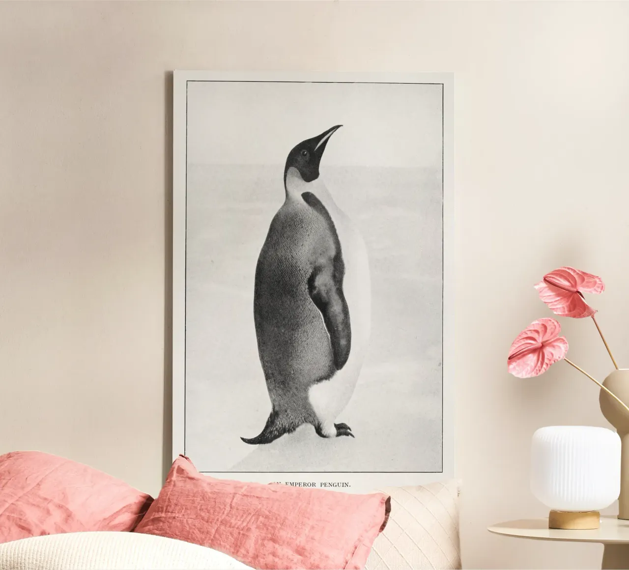 ice cold penguin canvas with Floater frame by vintageshop