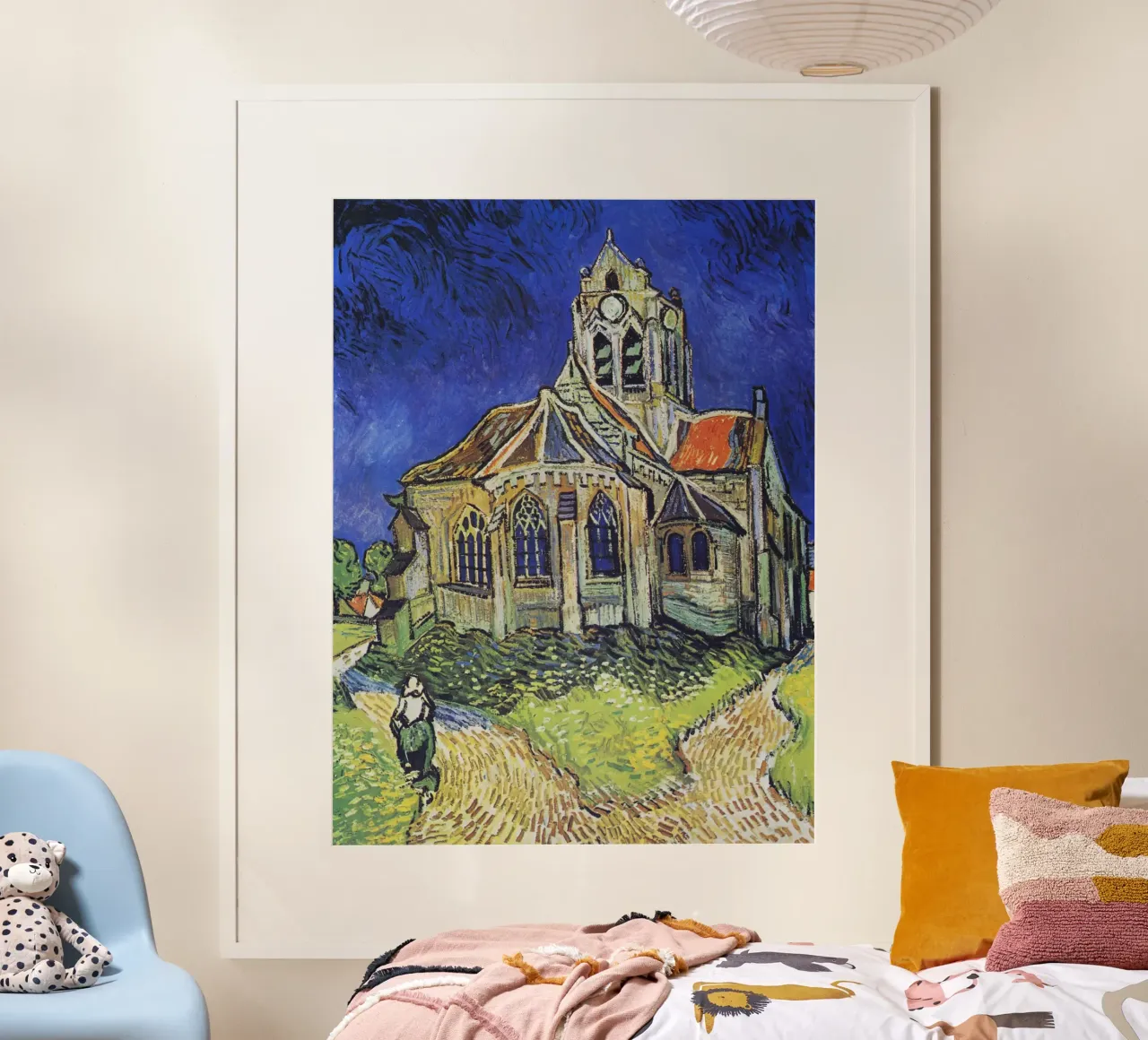 La chiesa di Auvers di Vincent van Gogh poster con telaio in alluminio da Van Gogh Prints