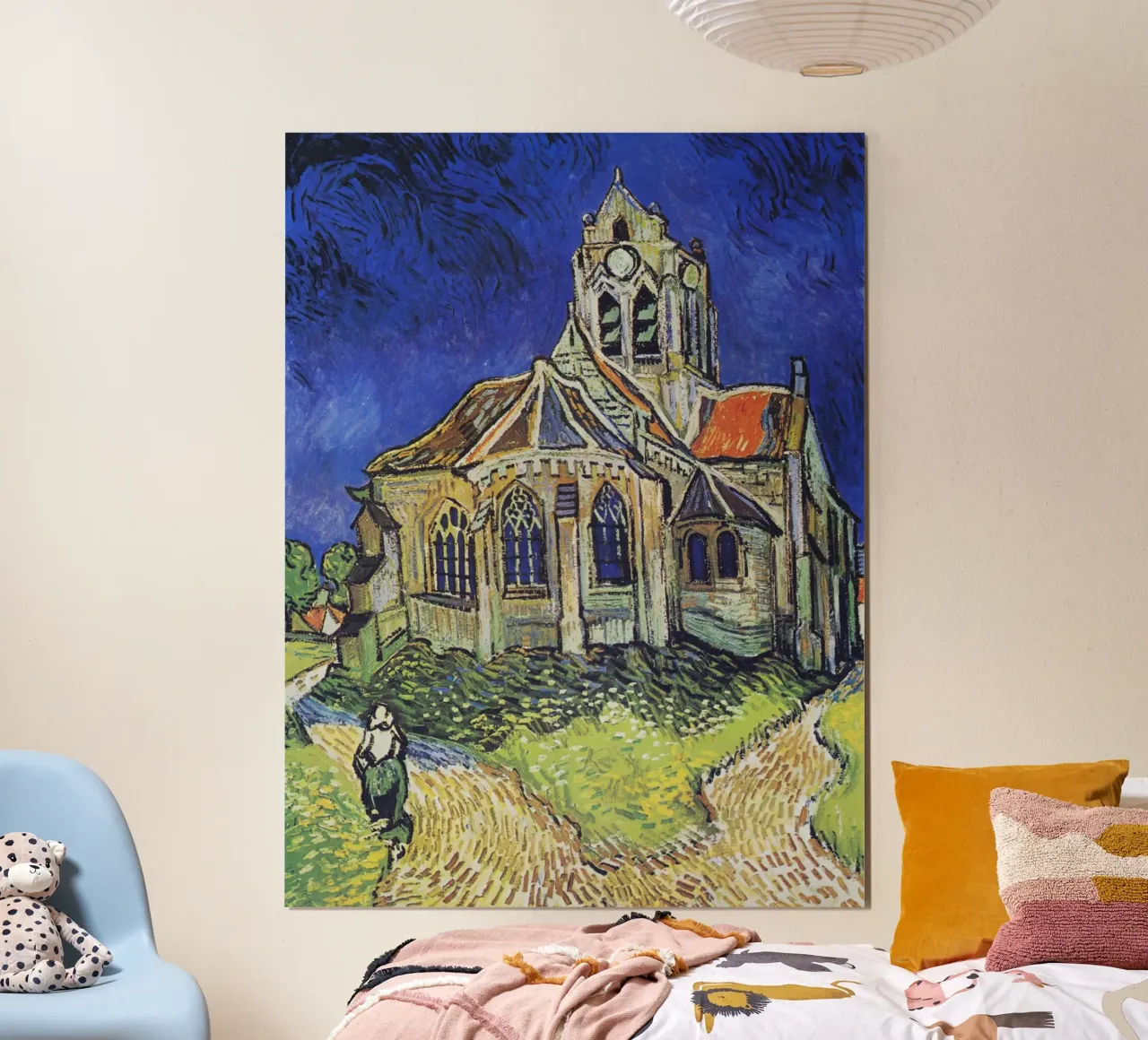 La chiesa di Auvers di Vincent van Gogh poster con telaio in alluminio da Van Gogh Prints