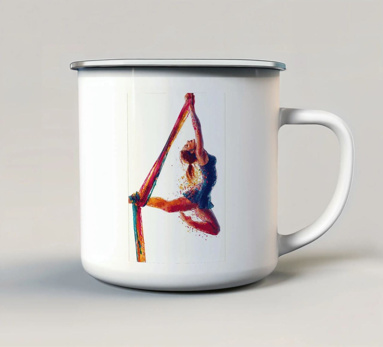 Grazia nell'aria con sciarpe colorate tazza in smalto da pixelbull - medieval art and more
