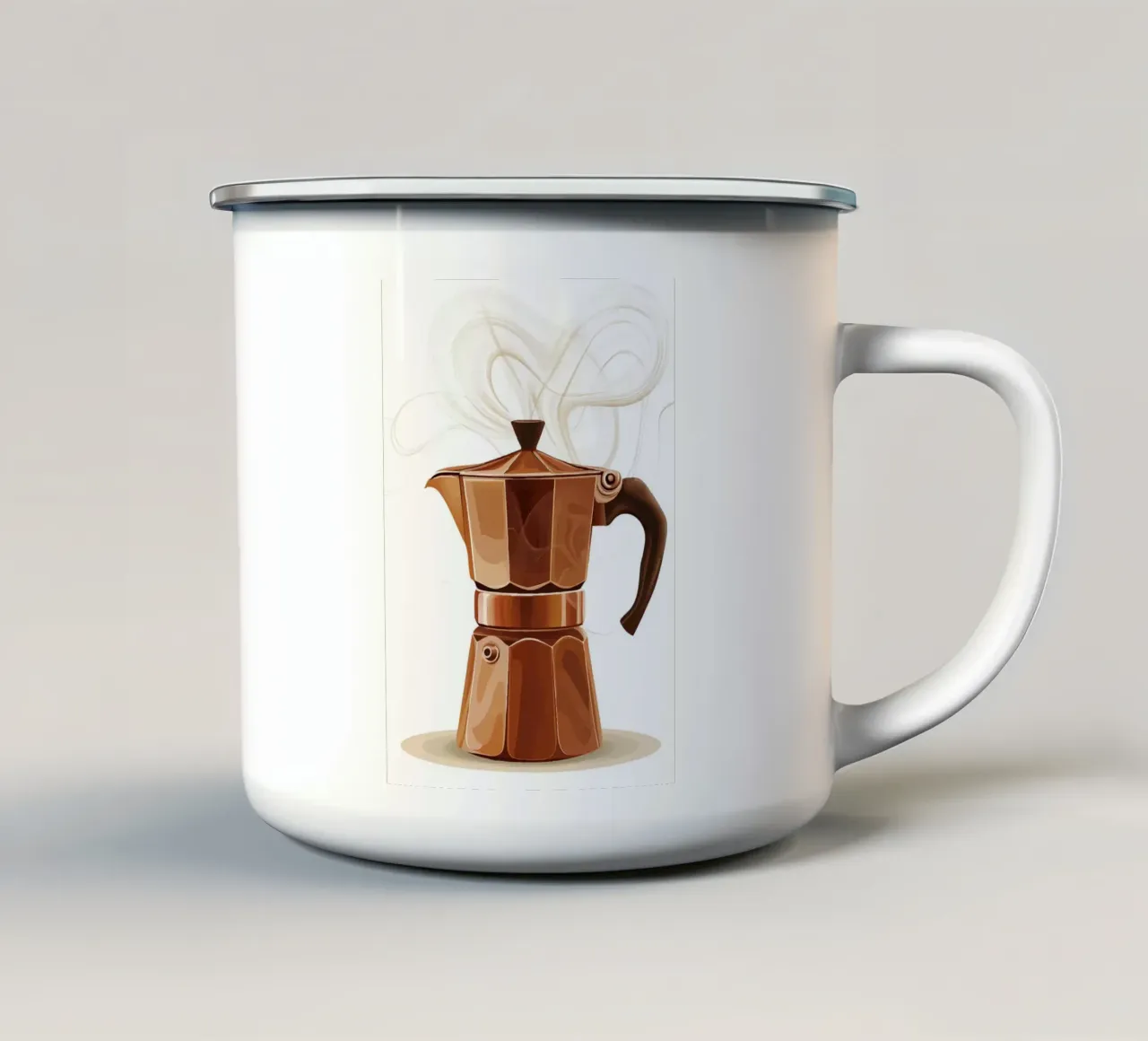 Mokkakanne mit dampfendem Kaffeearoma Emaille Tasse von pixelbull - medieval art and more
