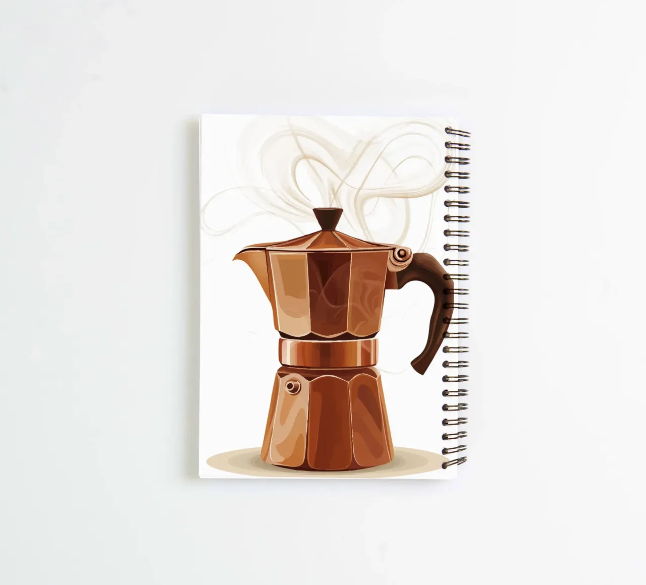 Mocha pot with steaming coffee flavour spiral notebook by pixelbull - medieval art and more
