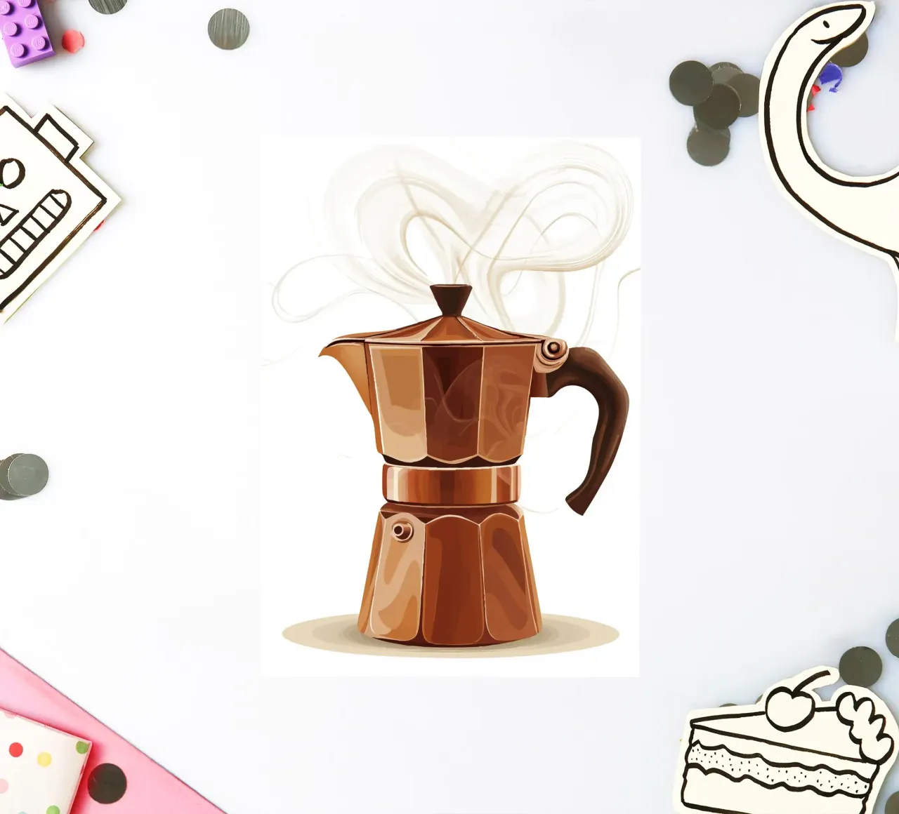 Mokkakanne mit dampfendem Kaffeearoma Sticker von pixelbull - medieval art and more
