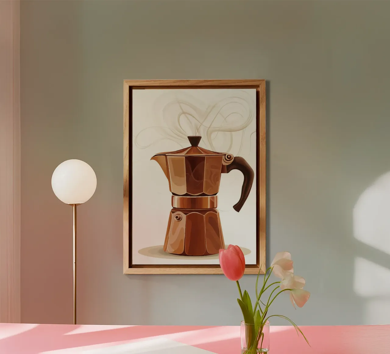 Mokkakanne mit dampfendem Kaffeearoma Alu-Dibond von pixelbull - medieval art and more