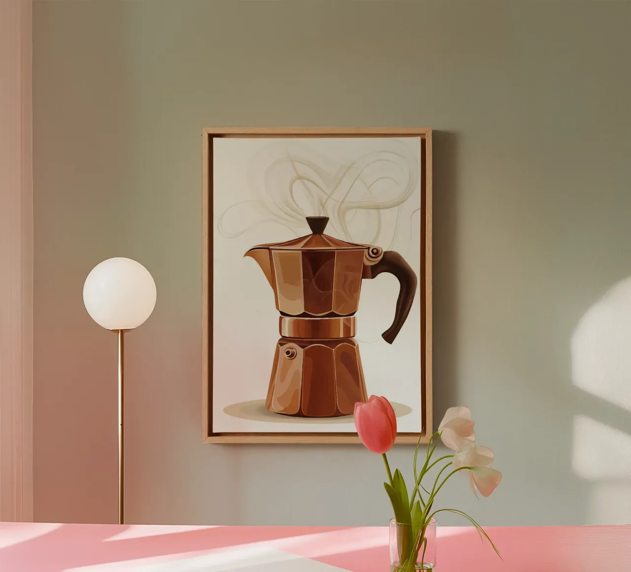 Mocha pot with steaming coffee flavour canvas by pixelbull - medieval art and more