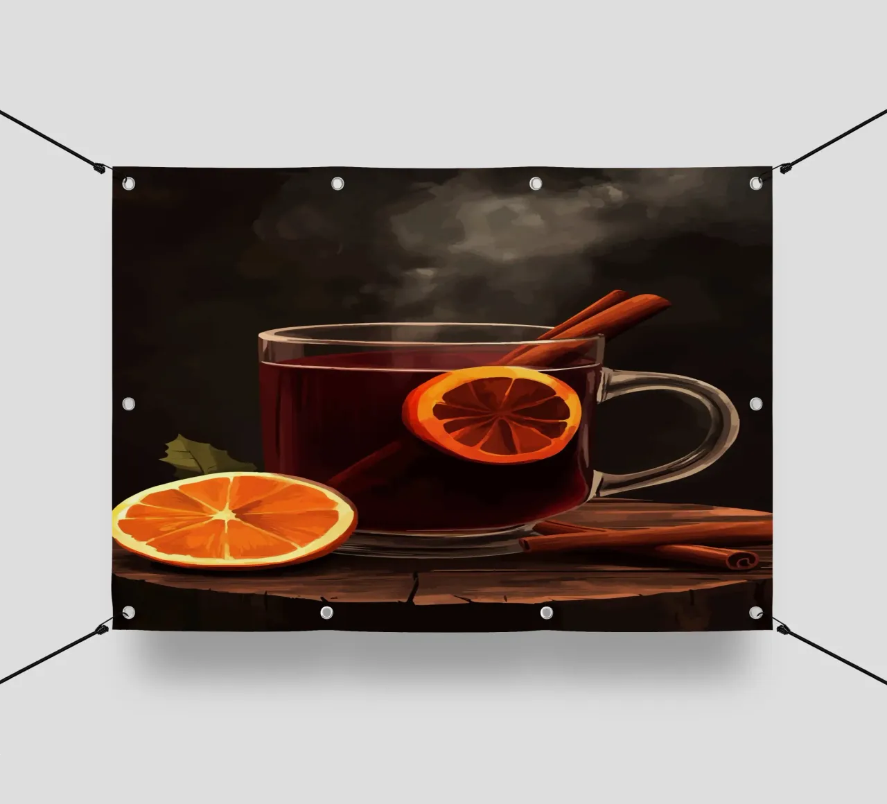 Punch caldo invernale con arancia e cannella telo in pvc da pixelbull - medieval art and more