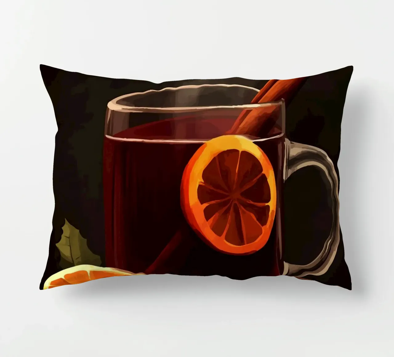Punch caldo invernale con arancia e cannella cuscino da pixelbull - medieval art and more