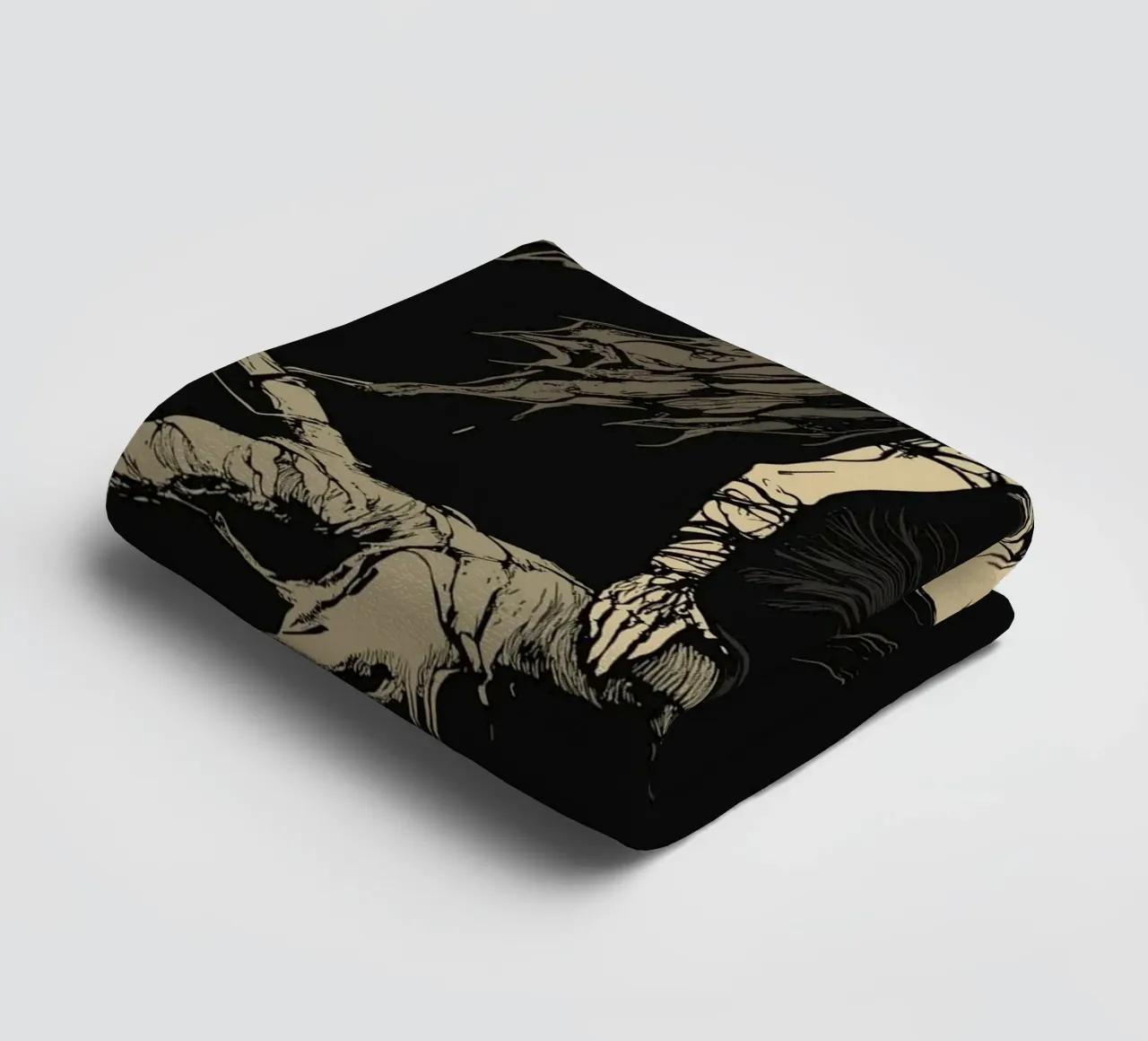Fata nera con ali strappate su un ramo asciugamano da bagno da pixelbull - medieval art and more