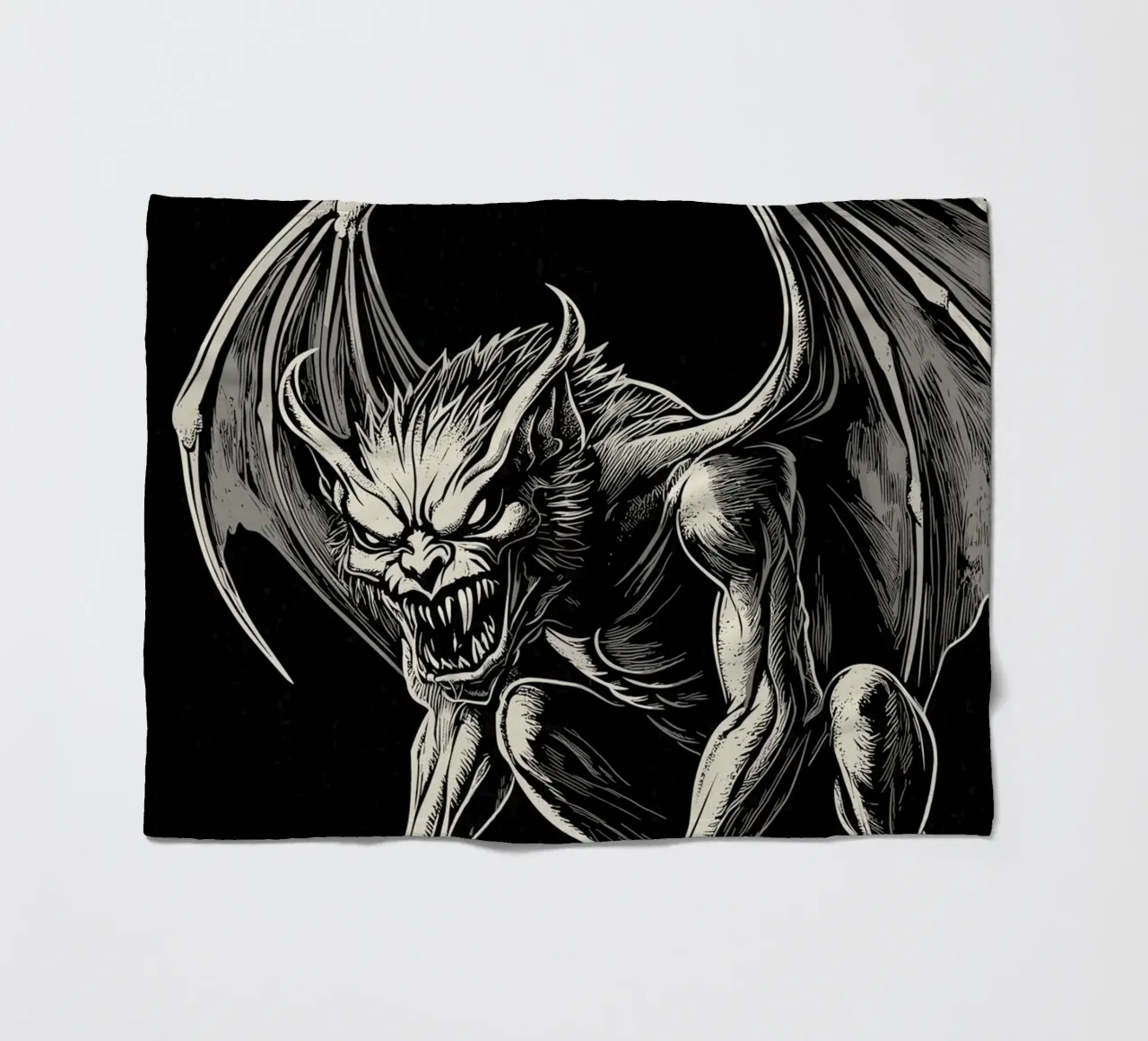 Gargoyle a denti stretti su una colonna coperta in pile da pixelbull - medieval art and more