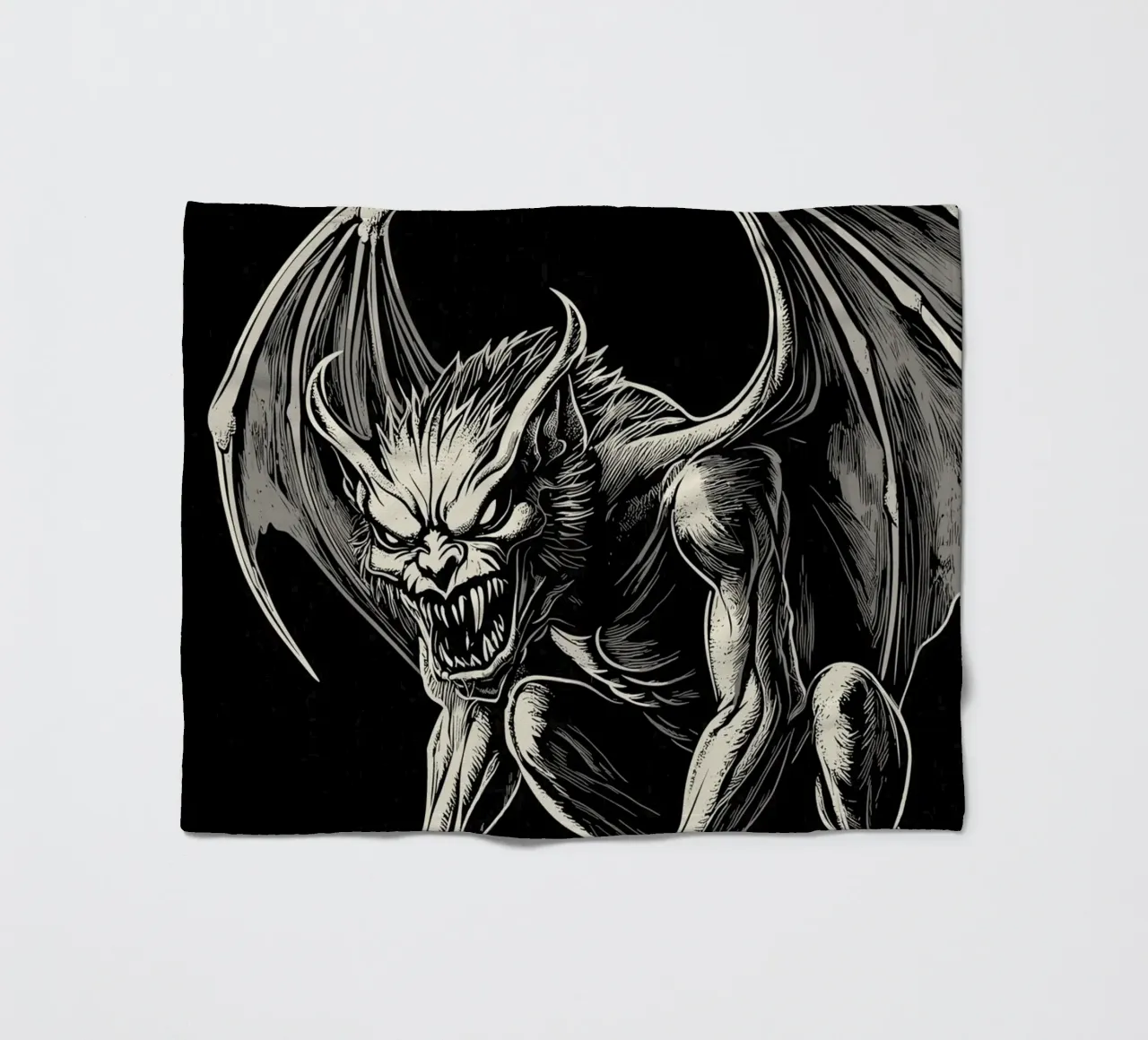 Gargoyle a denti stretti su una colonna coperta in pile da pixelbull - medieval art and more