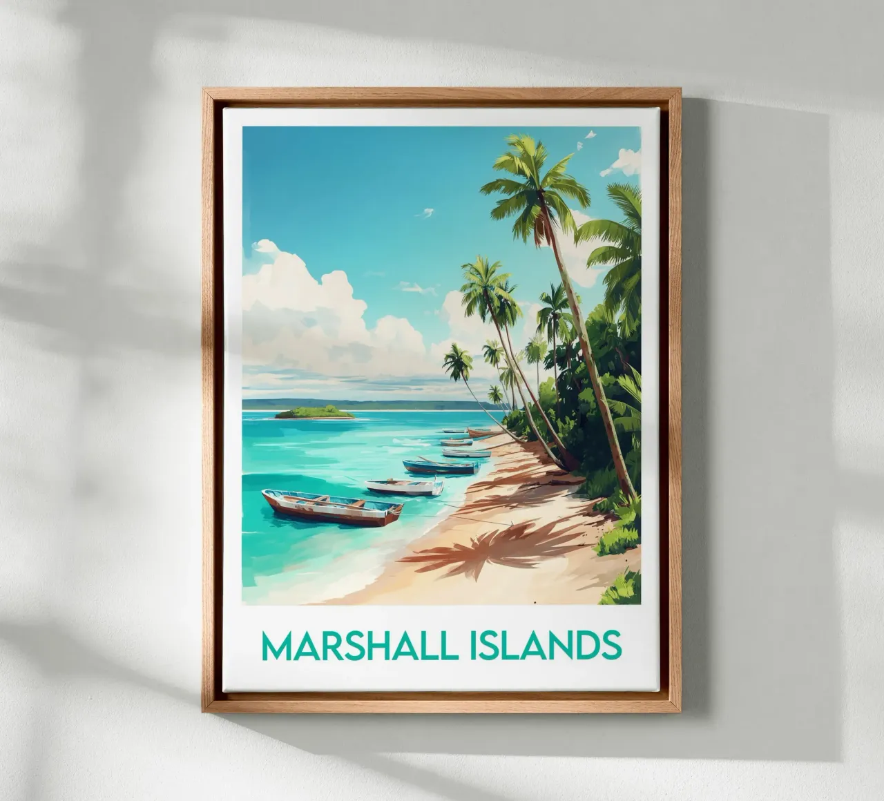 Affiche Isole Marshall tela con Cornice a cassetta da Frame the World