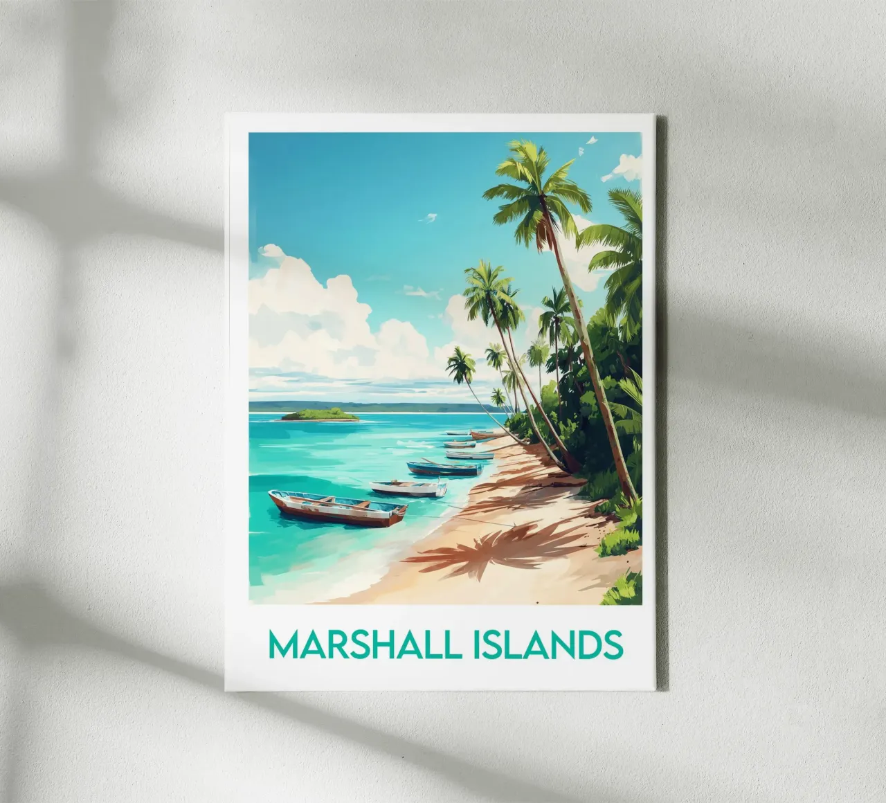 Affiche Isole Marshall tela con Cornice a cassetta da Frame the World